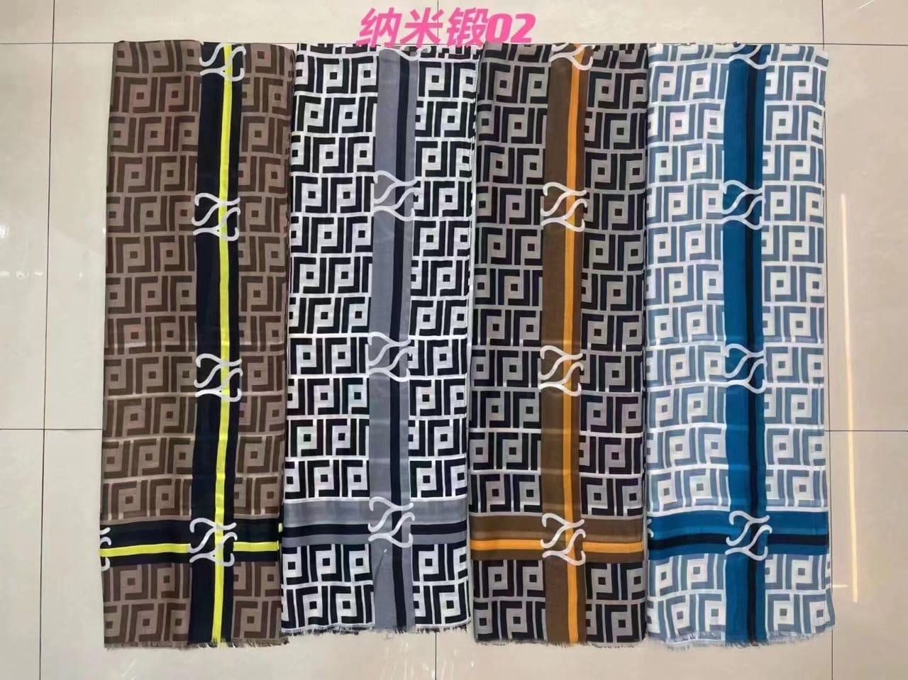 Luxury Greek Key & Knot Stripe Silk Satin Scarf – Geometric Designer Hijab & Stole